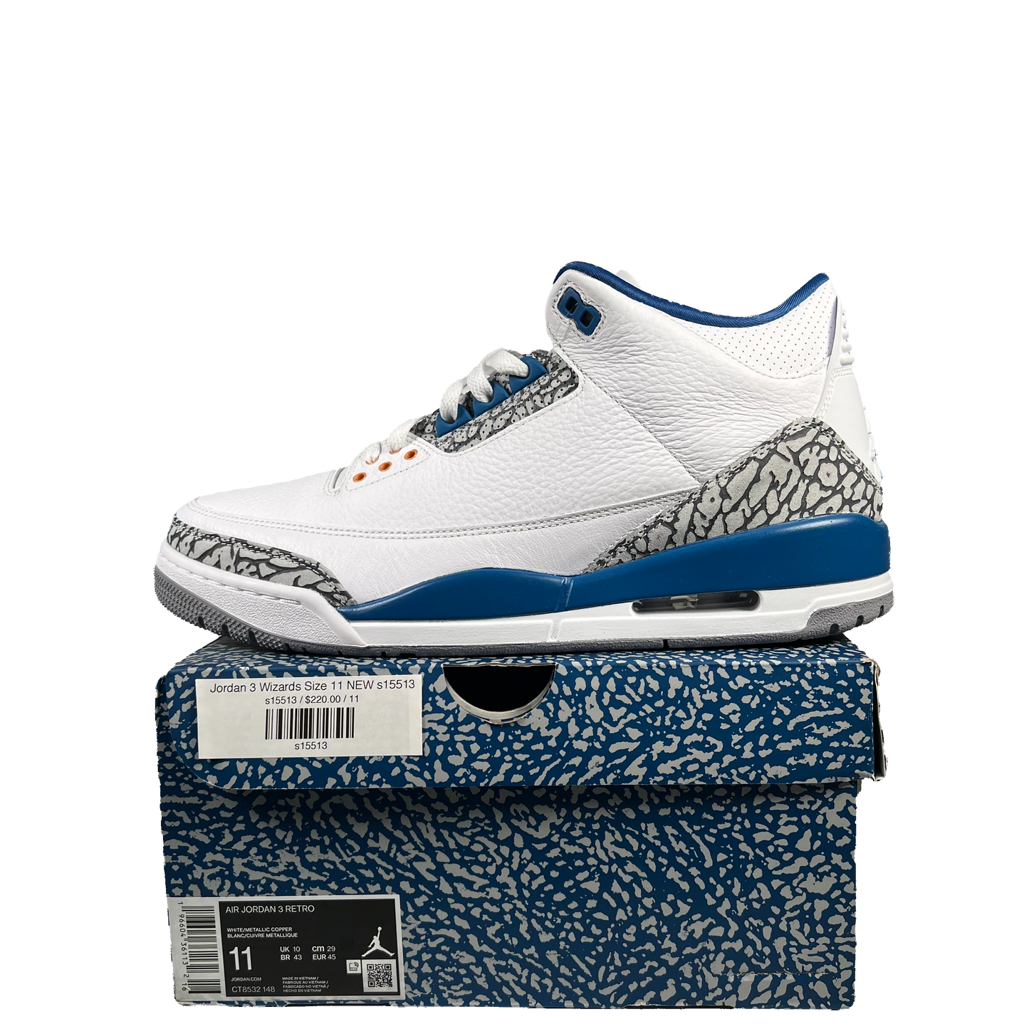 Jordan 3 Wizards Size 11 NEW s15513