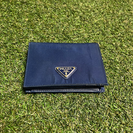 Y2K Prada Blue Nylon Fold Wallet USED x13984