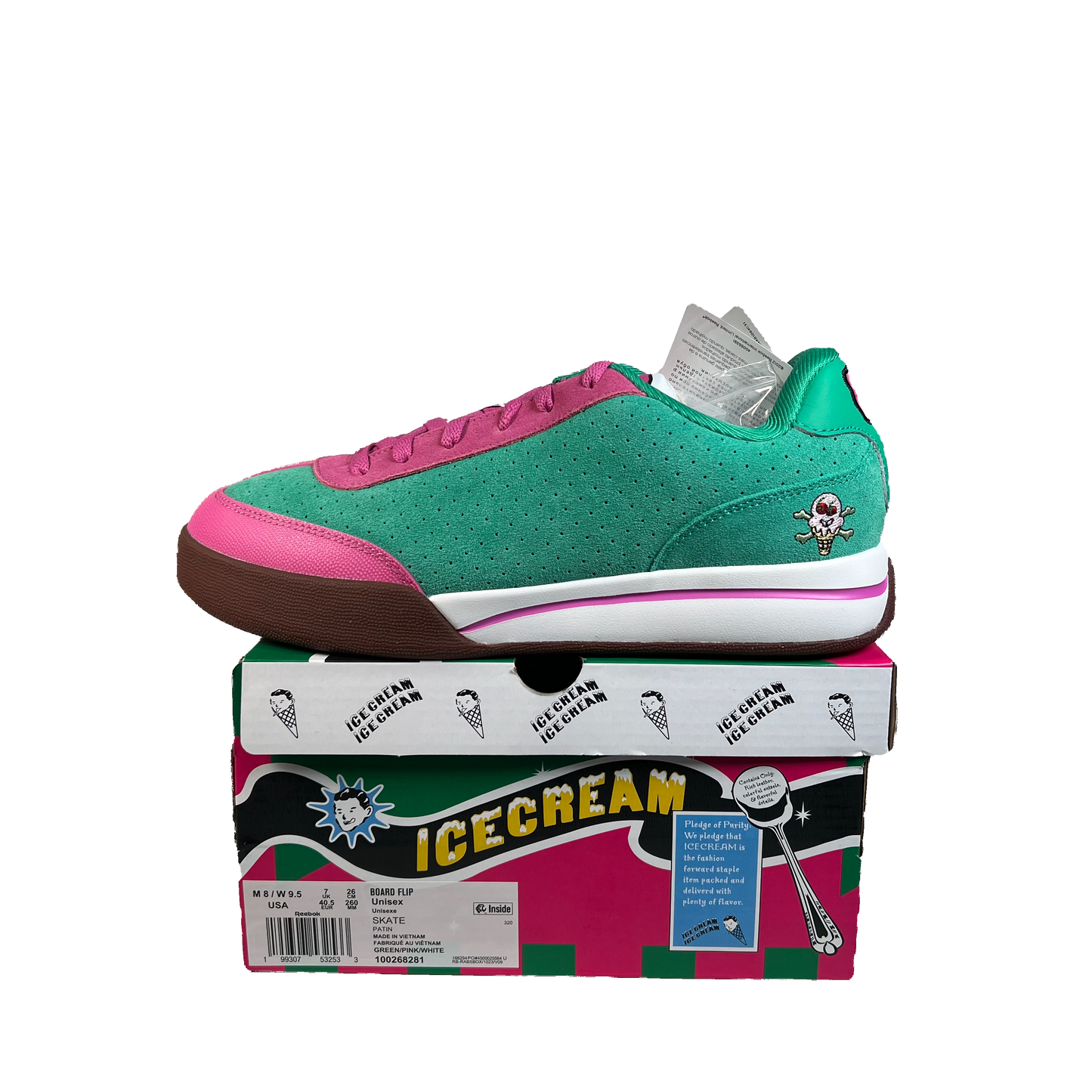 Reebok Board Flip BBC Ice Cream Green Pink (2025) Size 8 NEW s22050