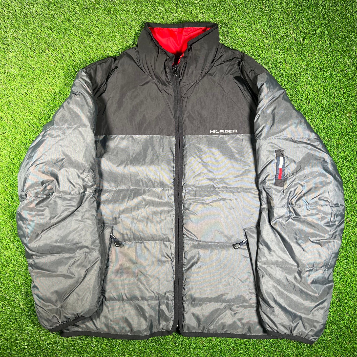Tommy Hilfiger Grey/Black Down Jacket Size XXL USED v17894