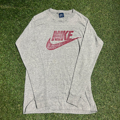 Nike Burgundy Check Grey Long Sleeve Size Medium USED V15847