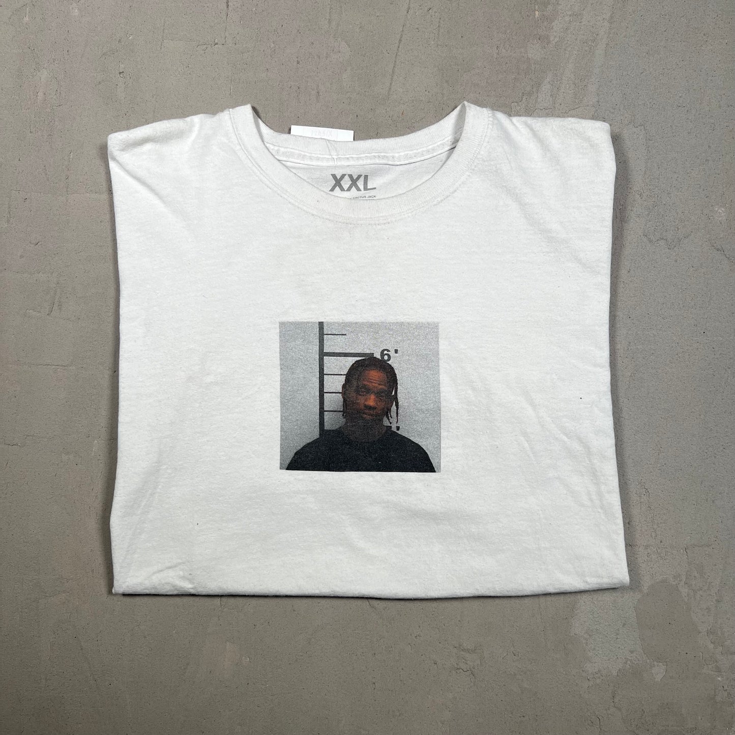 Travis Scott White "Mugshot" Tee Size XXL USED x15421