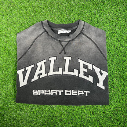 Vale "Valley Sports Dept." Washed Black Cropped Crewneck Size XL NEW x15580