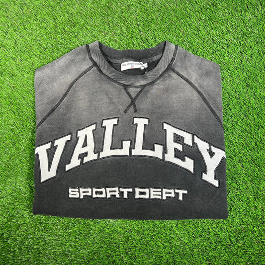 Vale "Valley Sports Dept." Washed Black Cropped Crewneck Size XL NEW x15580
