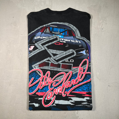 1990s The Man Dale Ernhardt Goodwrench AOP Black Tee Size XL USED v15927