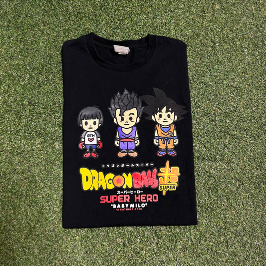 Bape Baby Milo X Dragon Ball Super Hero Figures Black Tee Size XXL USED x13591