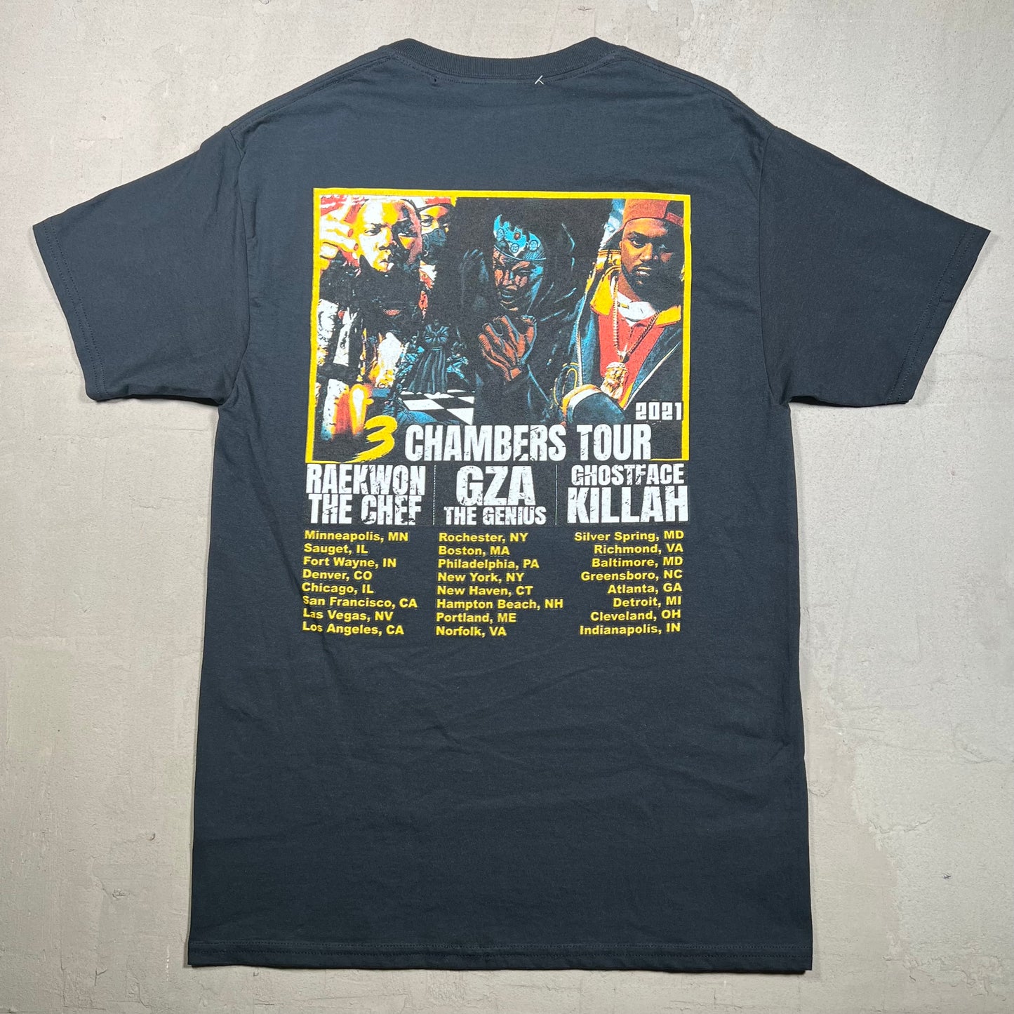 Wu tang Bootleg 3 chambers Tour Black Tee Size Medium NEW v9231