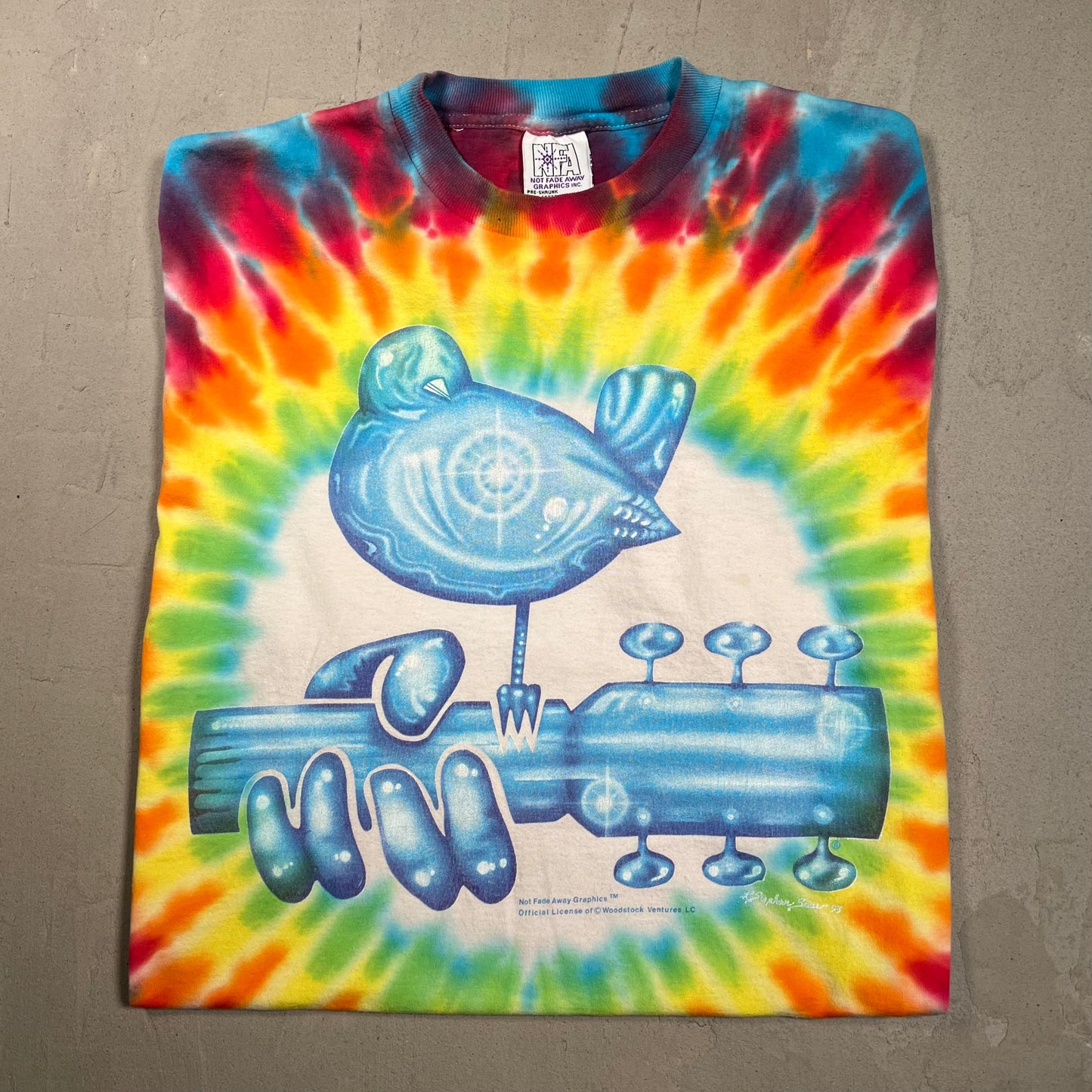 1994 Woodstock Fest Tie Dye Tee Size Large USED v19447