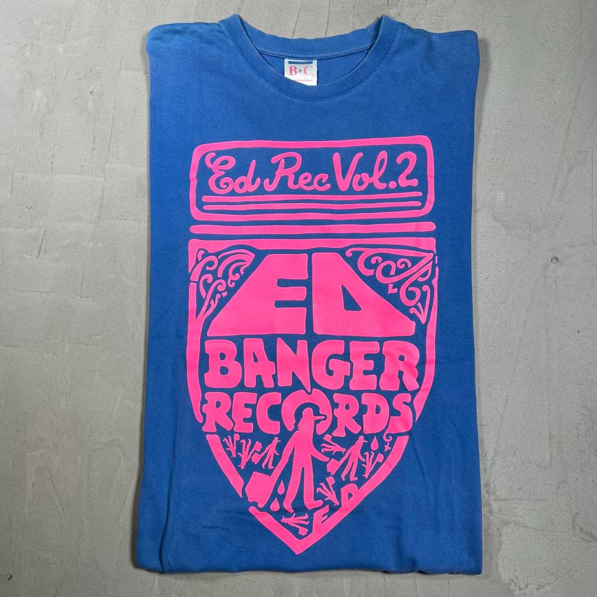 Y2K Ed Banger Records Blue Tee Size Large USED v20118