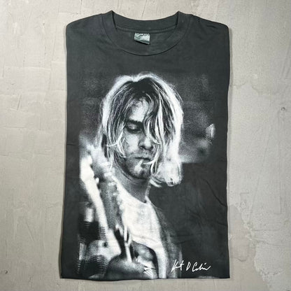 Kurt Cobain Big Portrait Grey Tee Size Medium USED v20186