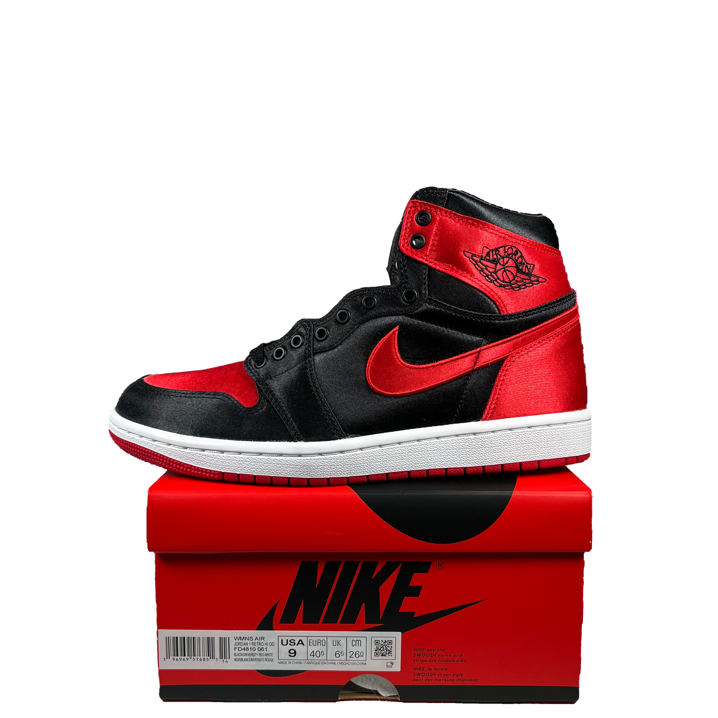 Jordan 1 High Satin Bred (2023) Size 7.5M/9W NEW s20052