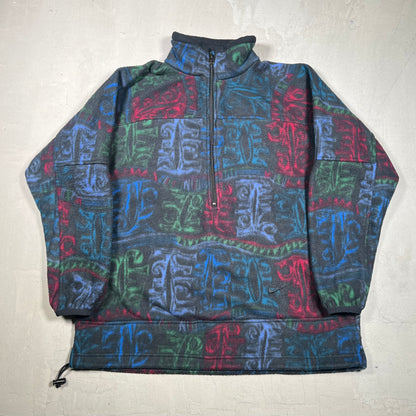 Y2K Nike F.I.T Abstract Pattern Quater Zip Fleece Jacket Size Medium USED v19281