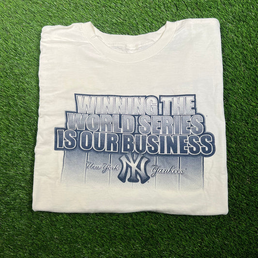 2000 New York Yankees "Our Business" White Tee Size XL USED v17537