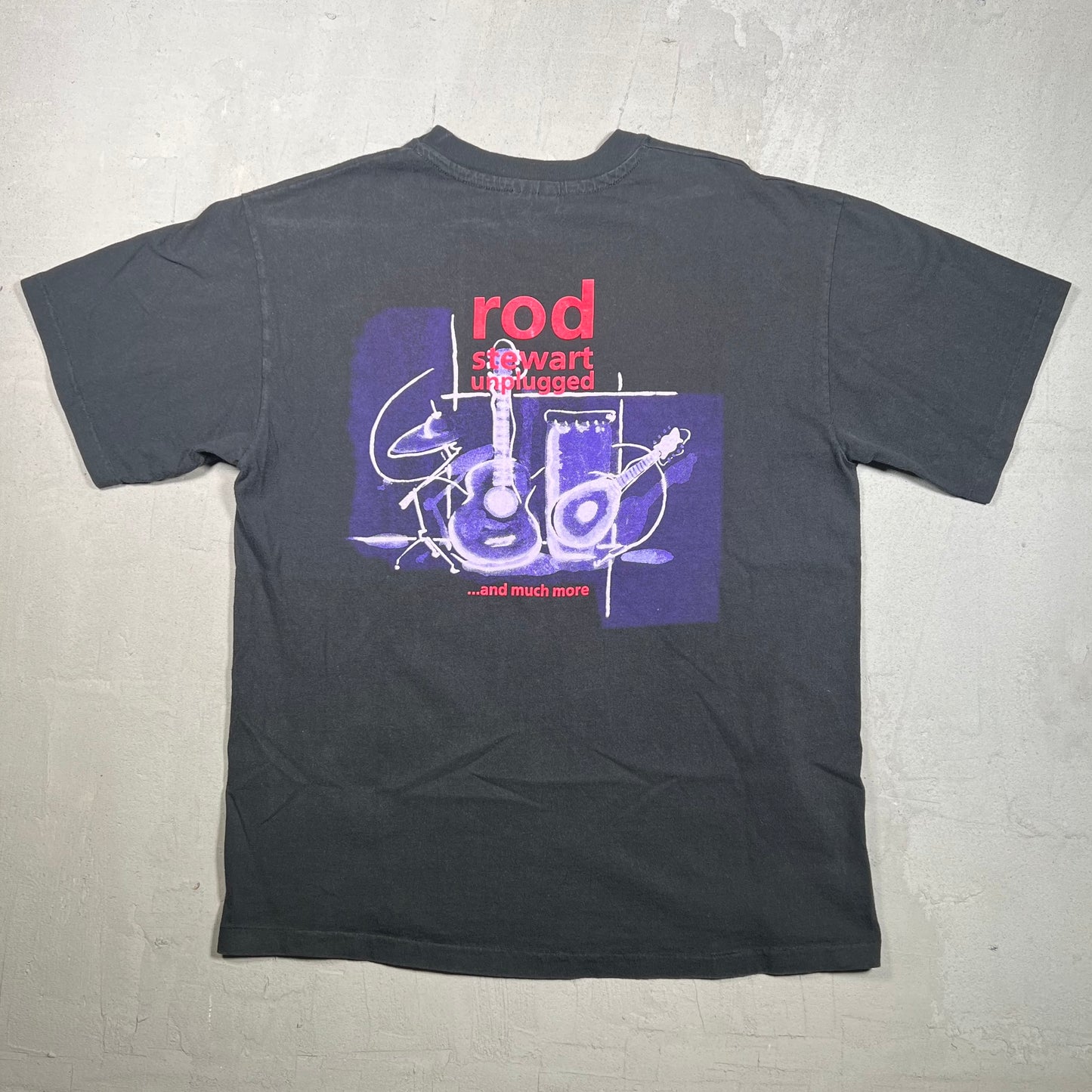 1993 Rod Stewart Unplugged Black Tee Size Small USED v14958