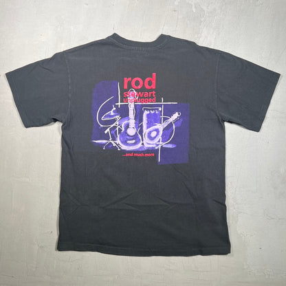 1993 Rod Stewart Unplugged Black Tee Size Small USED v14958