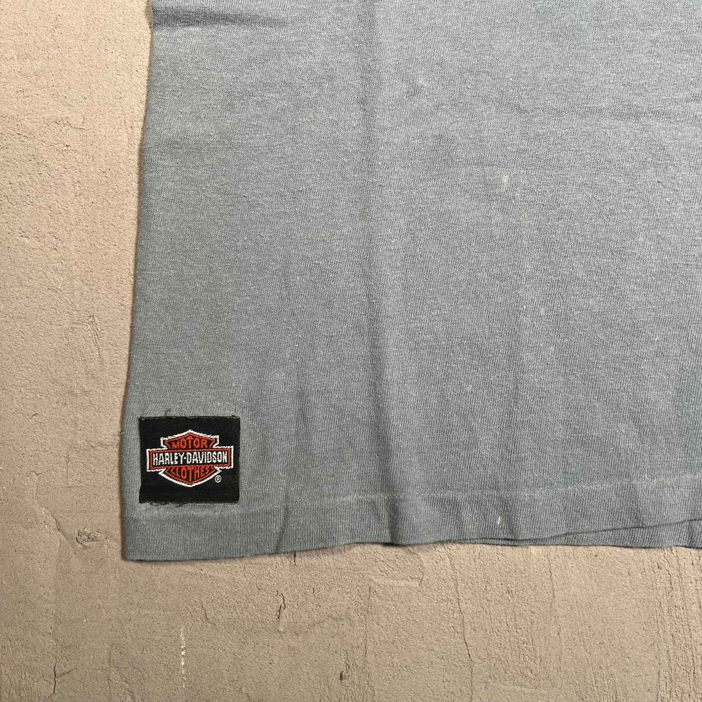 1991 Harley Davidson "Leader of the Pack" 3D Emblem Light Blue Tee Size Large USED v19374