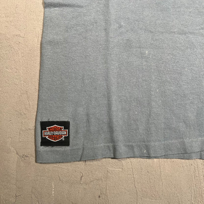 1991 Harley Davidson "Leader of the Pack" 3D Emblem Light Blue Tee Size Large USED v19374