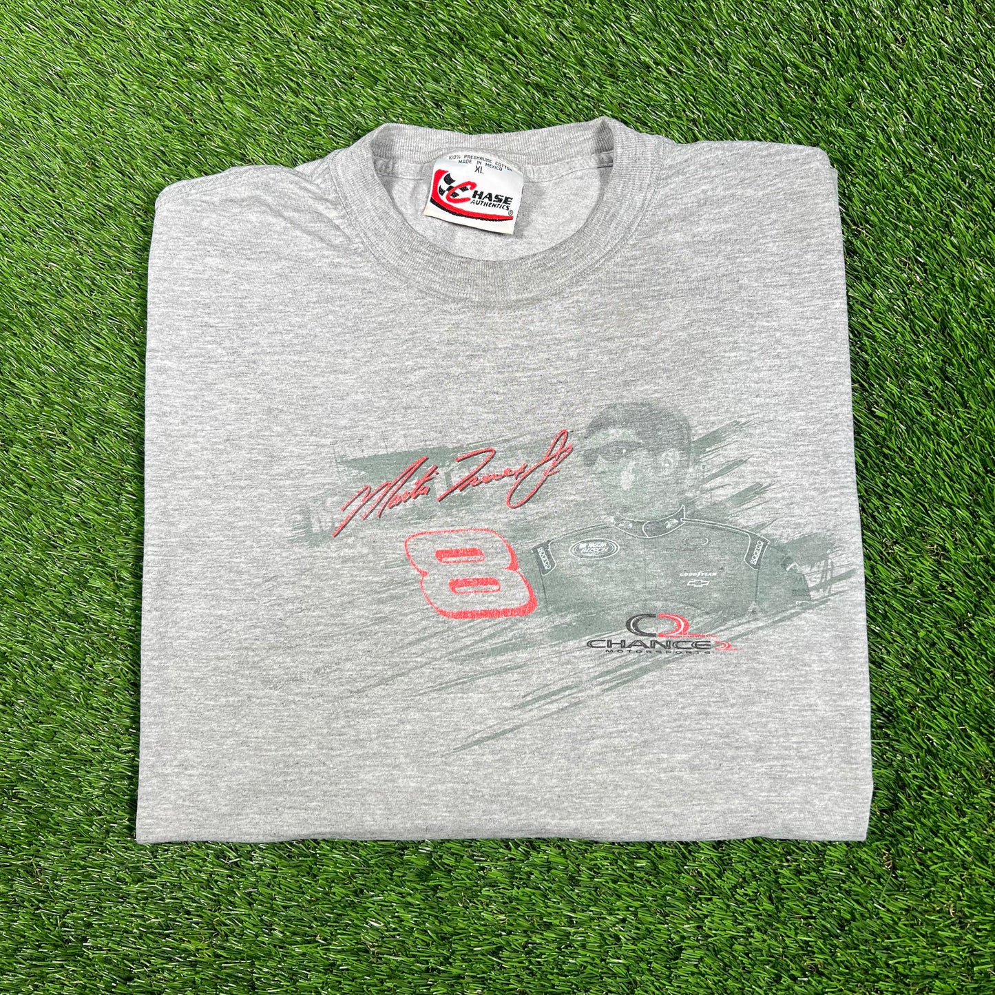 Y2K Nascar Martin Truex Jr Racing Grey Tee Size XL USED v17353