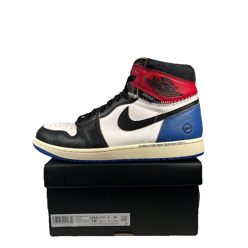 Jordan 1 High Fragment Union Varsity Red Sport Royal (2025) Size 10.5 USED s23689