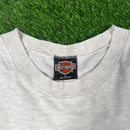 1990s Harley Davidson "Born in the USA" Light Grey Tee SIze Large USED v18032