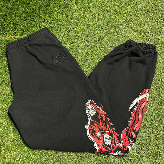 Warren Lotas Black/Red Reaper Sweatpants Size XXL USED x13576