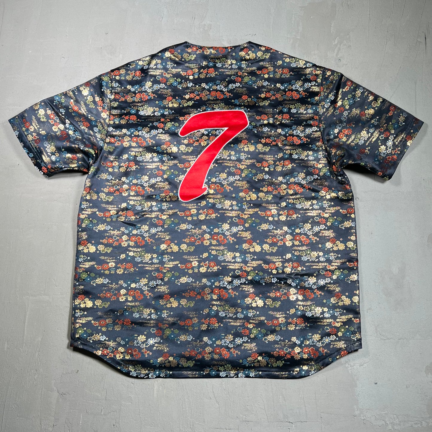 Supreme Floral Jacquard Baseball Jersey Navy Size Large NEW X16943