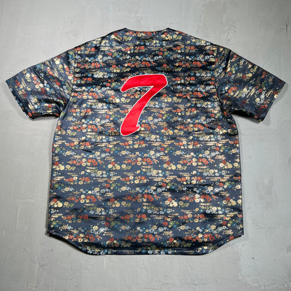 Supreme Floral Jacquard Baseball Jersey Navy Size Large NEW X16943