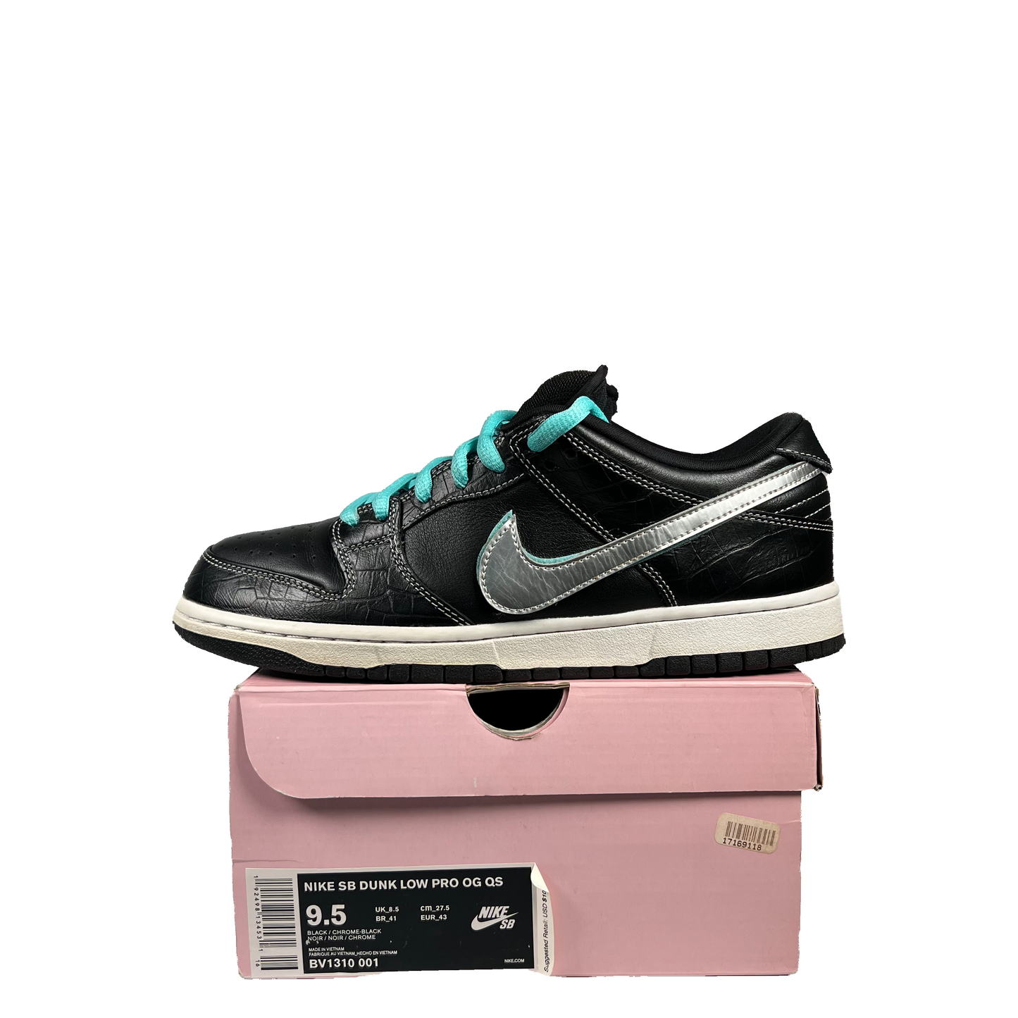 Nike SB Dunk Low Diamond Supply Co Black Diamond (2018) Size 9.5 USED s20425
