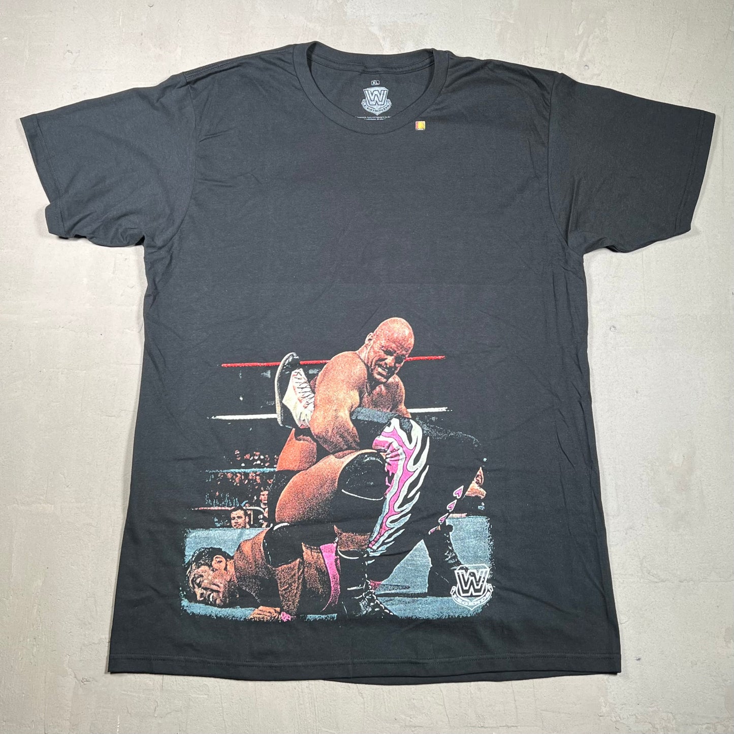WWE Stone Cold Bret Hit Man Wrestle Mania Black Tee Size XL NEW v19330