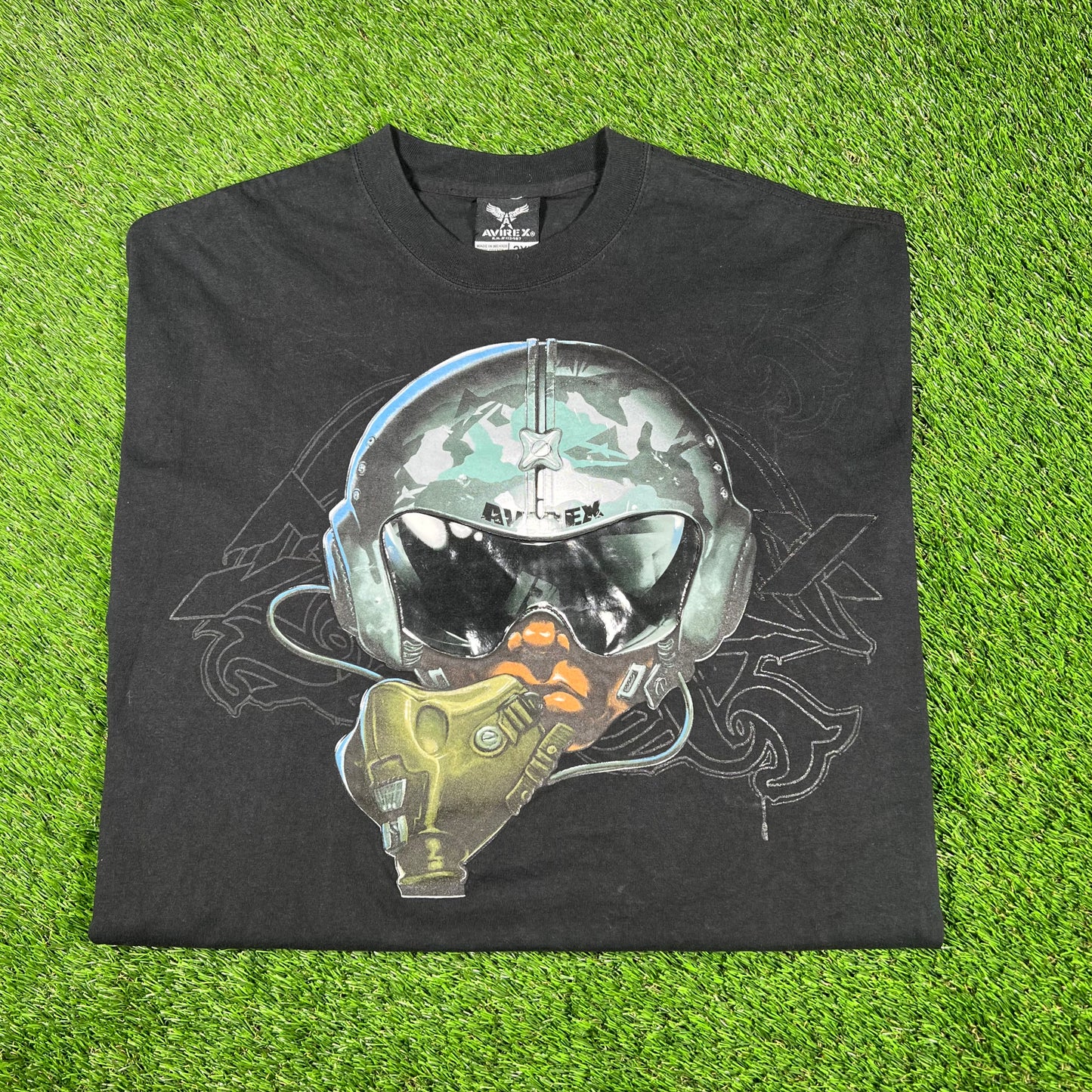 Y2K Avirex Black Fighter Pilot Tee Size XXL USED v17300
