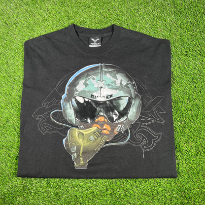 Y2K Avirex Black Fighter Pilot Tee Size XXL USED v17300