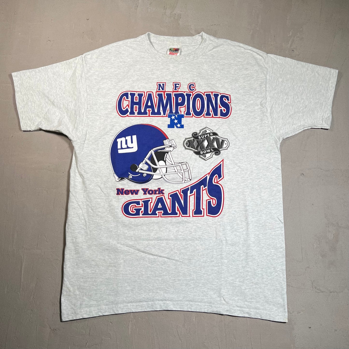 2001 New York Giants Super Bowl Grey Tee Size XL USED v19544