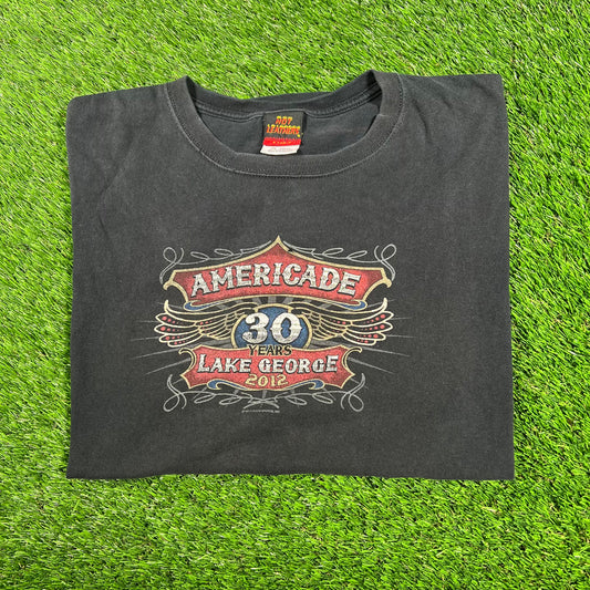 2011 Lake George Americade Black Tee Size XL USED v17150