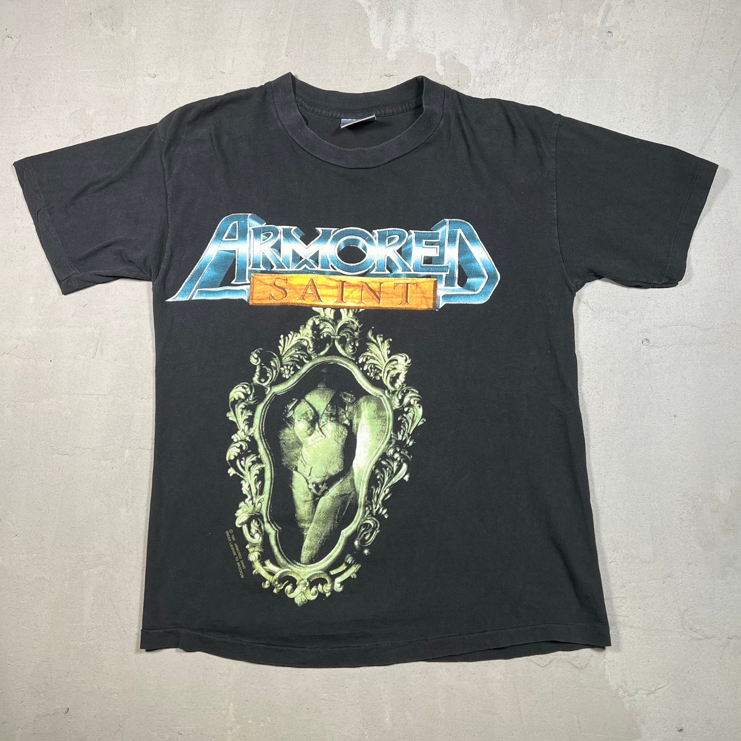 1991 Armored Saint Black "Salvation" Tour Tee Size Medium USED v18948