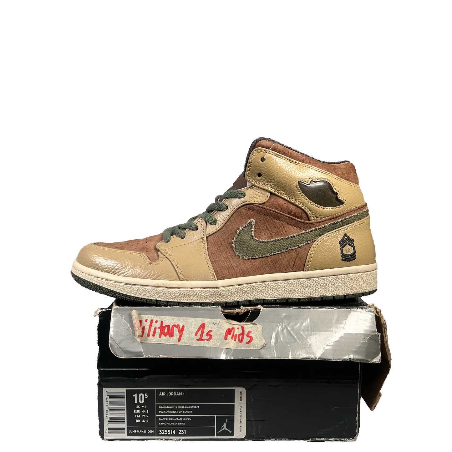 Jordan 1 Mid Armed Forces (2008) Size 10.5 USED s1086