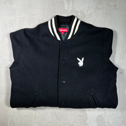 Supreme Playboy Bunny Woll Black Varsity Jacket (2011) Size Large USED x18505