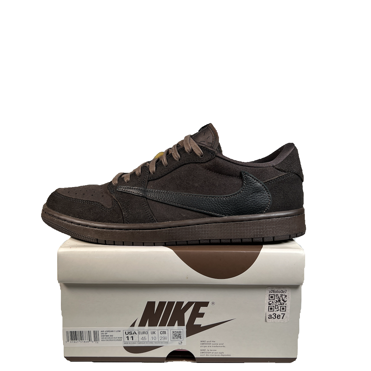 Jordan 1 Low Travis Scott Velvet Brown (2024) Size 11 USED s23258