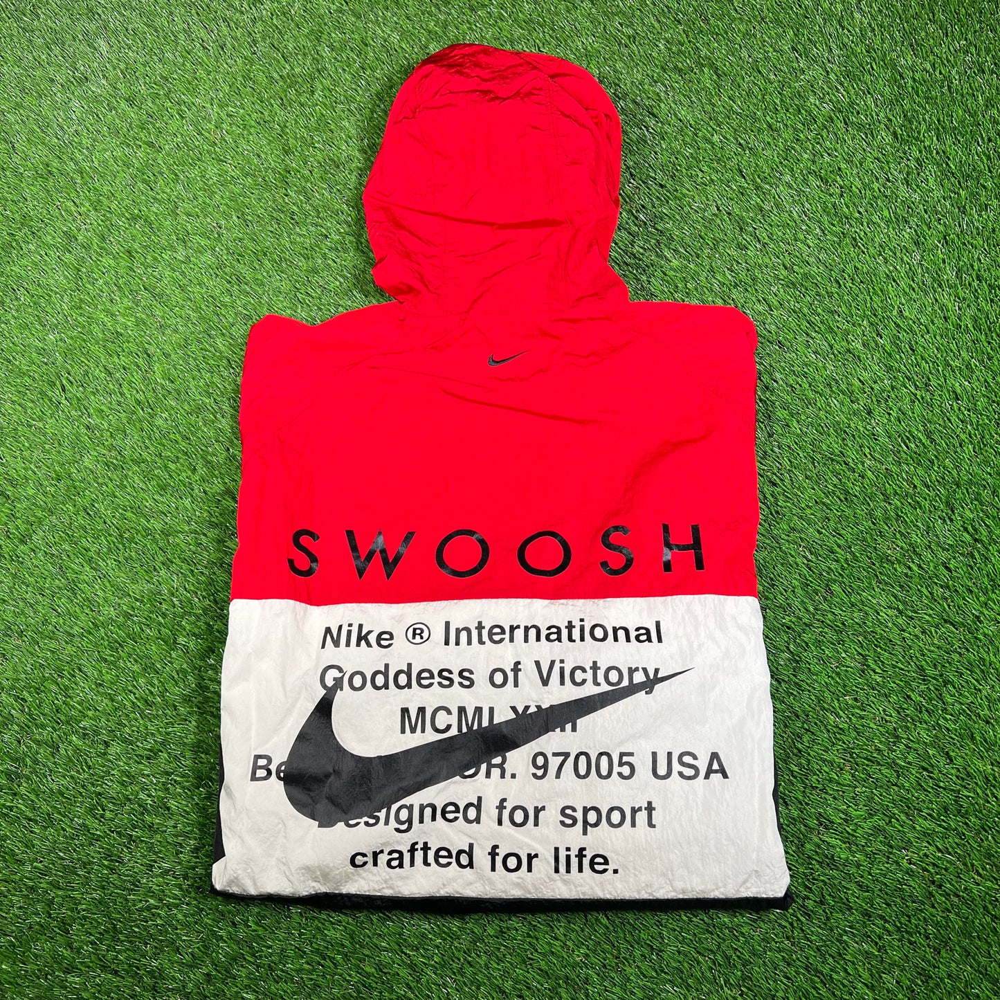 Nike White/Black/Red Double Swoosh Winbreaker Size XXL USED v17919