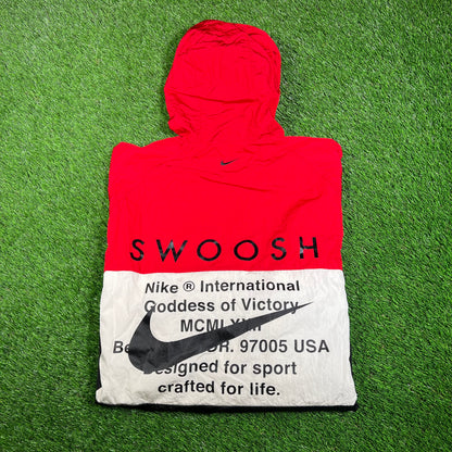 Nike White/Black/Red Double Swoosh Winbreaker Size XXL USED v17919