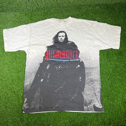 1990s Highlander White AOP Tee Size XL USED v16659