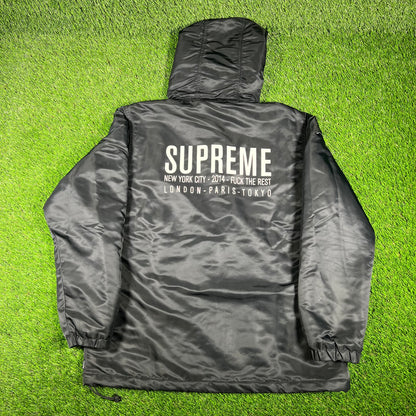 Supreme 2014 World Tour Satin Twill Black Jacket Size Large USED x14523