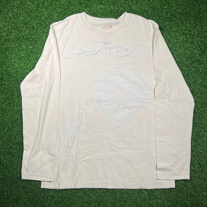 Y2K Ed Hardy White Tiger White Longsleeve Size Large USED v18680