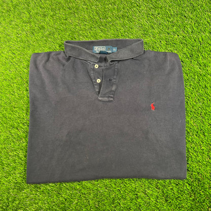 2000s Polo Ralph Lauren Small Red Logo Navy Polo Size XL USED v17752