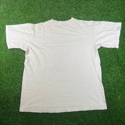 1990s Bugs Bunny R U Ready To Rock White Tee Size Large USED v17710