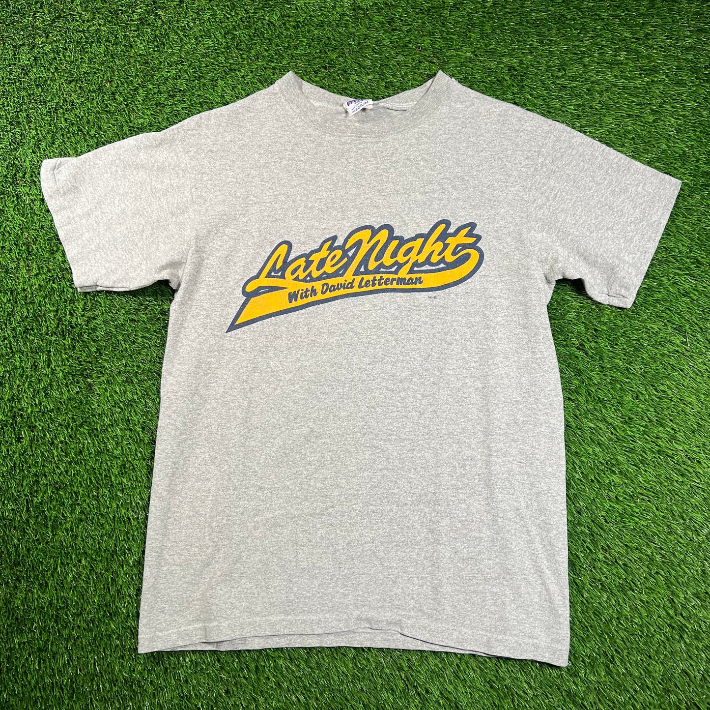 Y2K Late Night w David Letterman Grey Tee Size Medium USED v18448