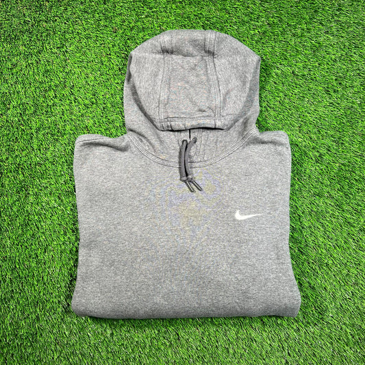Y2K Nike White Swoosh Grey Hoodie Size XL USED v18586