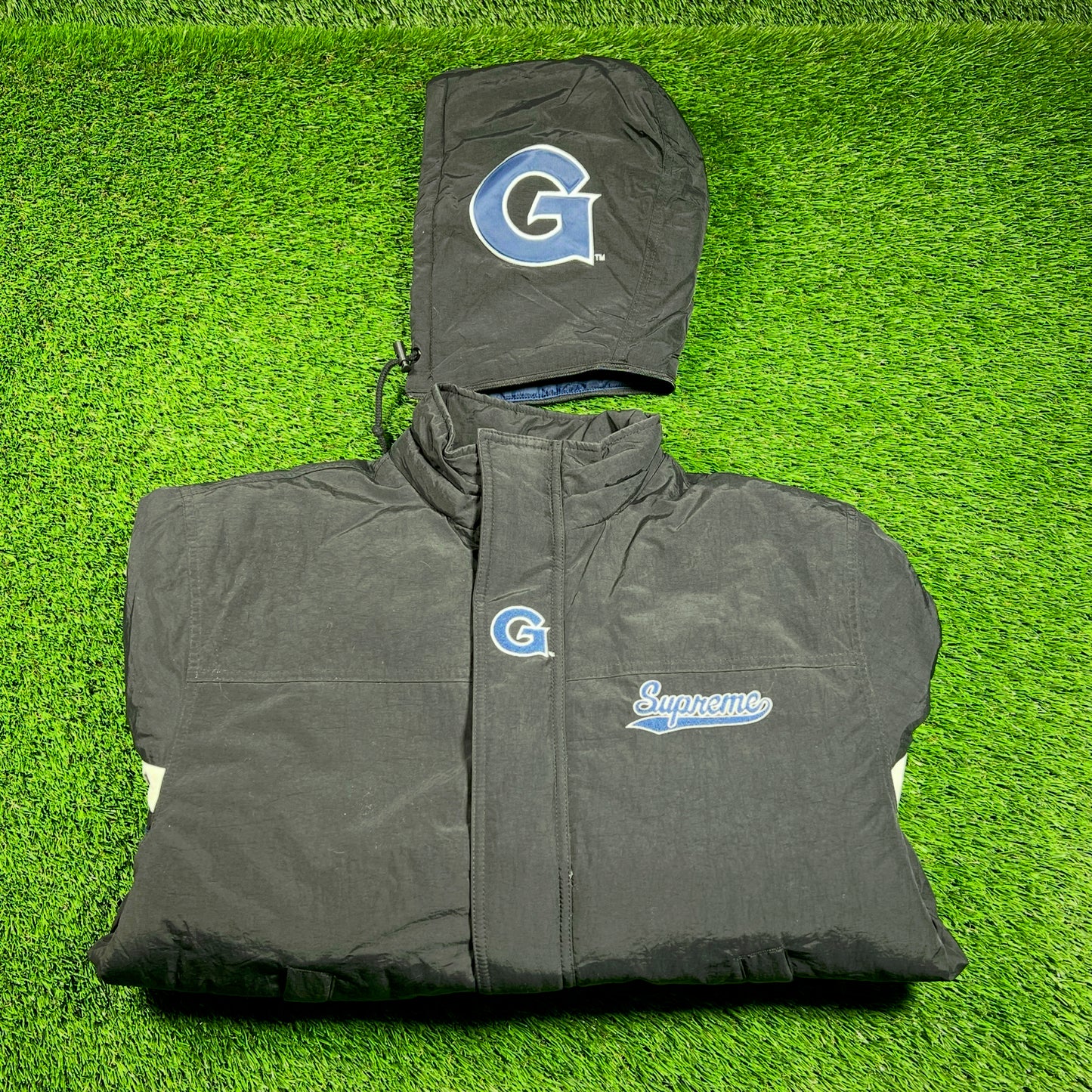 Supreme Mitchell & Ness NCAA Hooded Jacket Georgetown Black (2024) Size Small NEW x16125