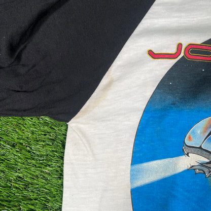 1982 Journey Escape Meadowlands Concert White/Black Baseball Tee Size Medium USED v16629
