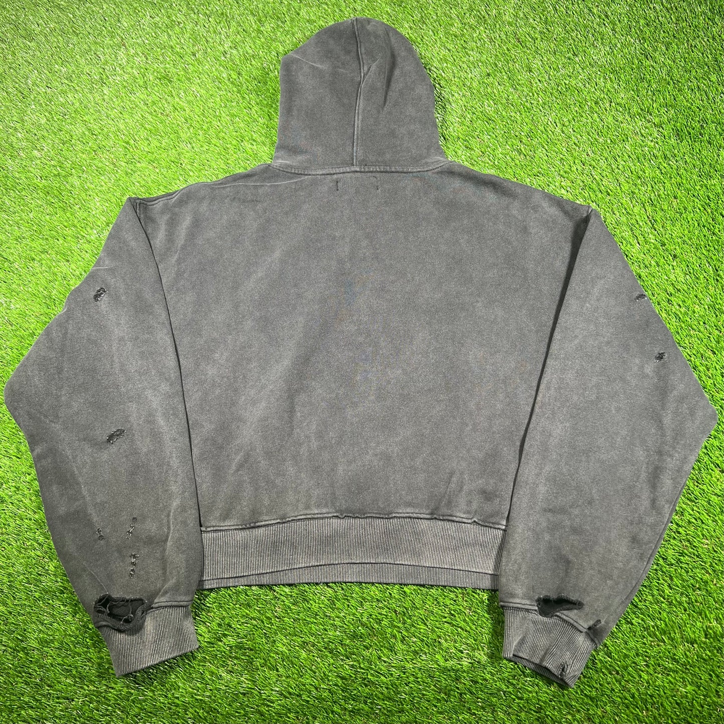 Vale Sports Division "Valley Dreams" Washed Black Distressed Hoodie Size XL USED x14849