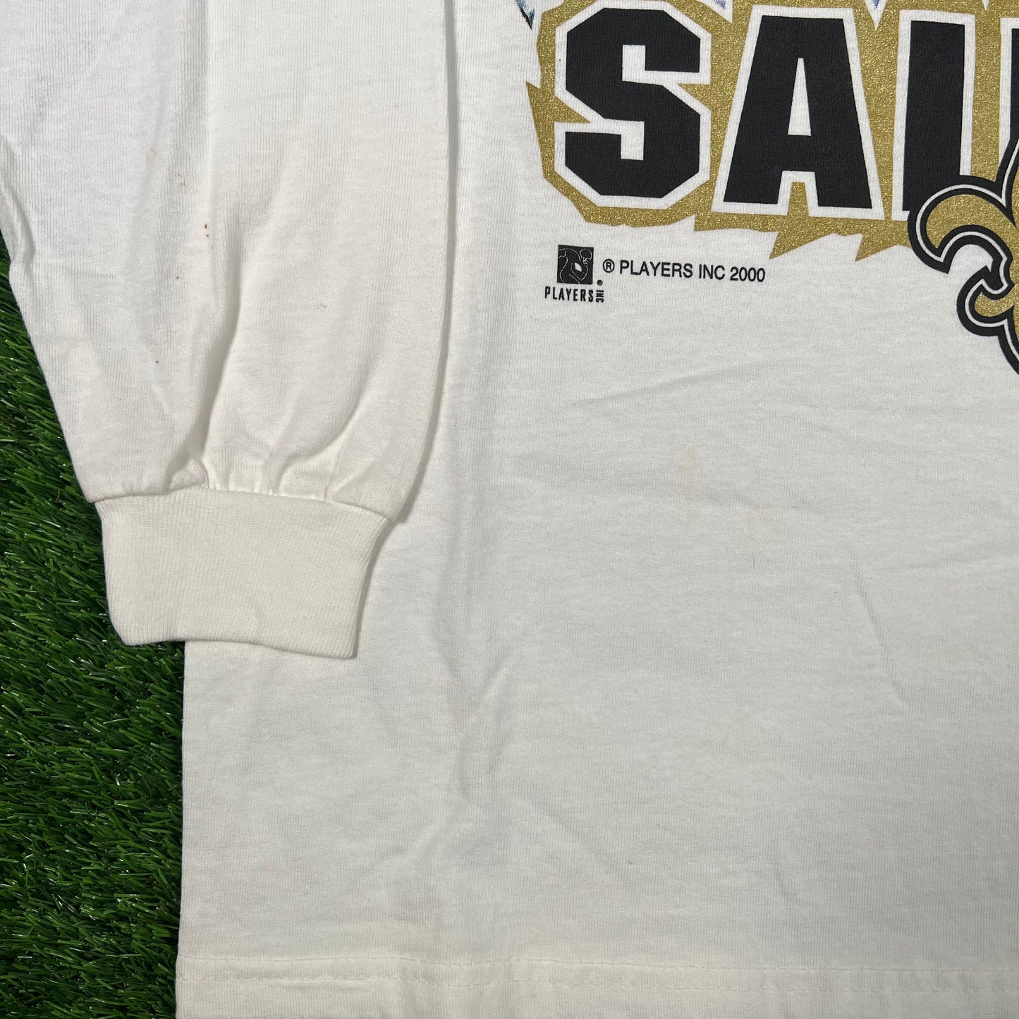 2000 Saints Who Let The Dogs Out White Longsleeve Size Large USED v18107